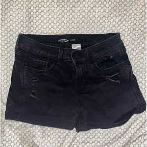 Black denim shorts